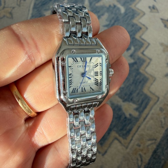 Panthere Classic Rectangle Stainless Steel Silver Watch - Picture 13 of 15